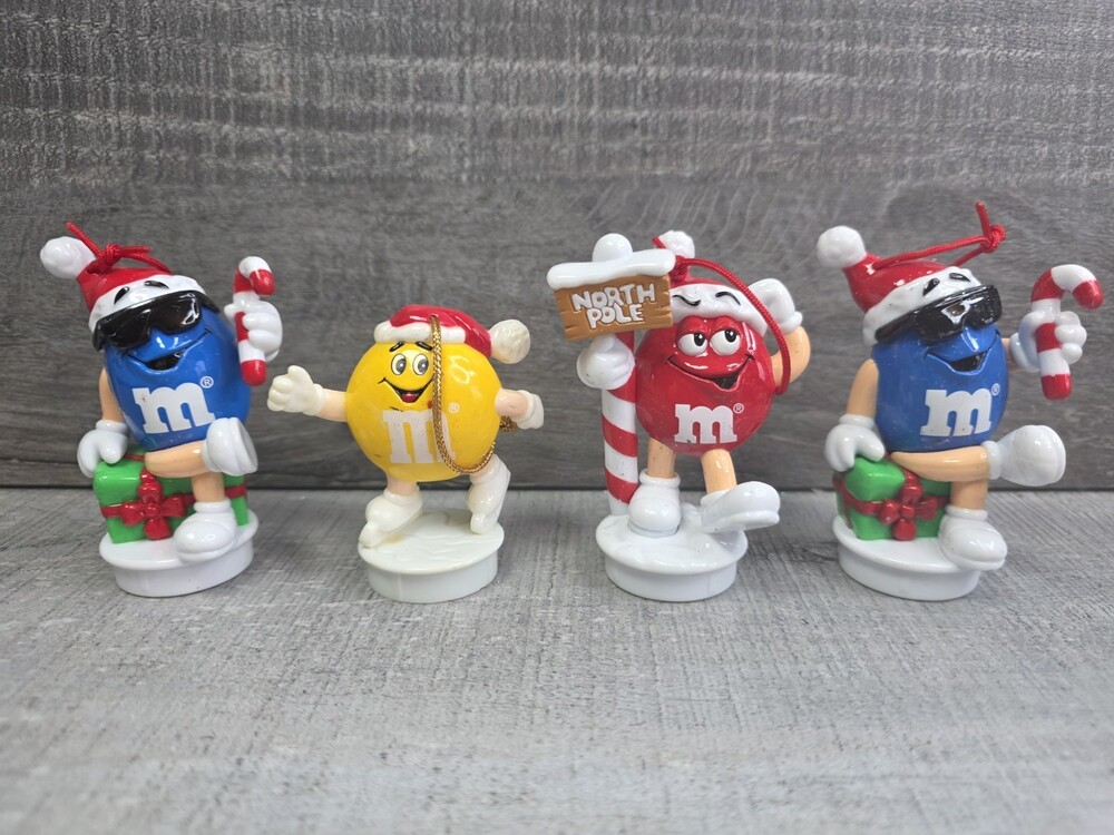 Lot Red Blue Yellow M&M's North Pole Christmas Tree Ornaments 1999 Vtg 281b